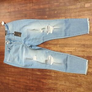 NWT Charlotte Russe Refuge light blue denim distressed skintight jegging jeans
